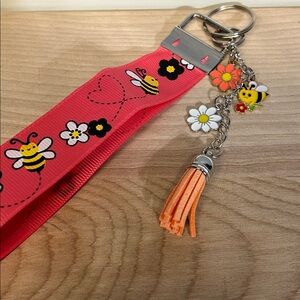 Bee and Flower Keychain with Tassel